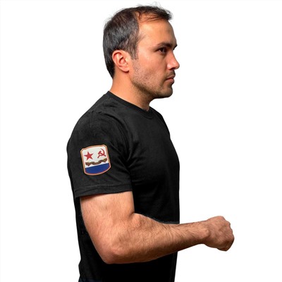 Топовая черная футболка с термотрансфером Флаг ВМФ СССР