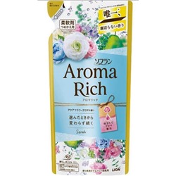 Кондиционер для белья "AROMA" (ДЛИТЕЛЬНОГО действия "Aroma Rich Sarah" / "Сара" с богатым ароматом натуральных масел (аромат унисекс)) 400 мл, мягкая упаковка, Lion