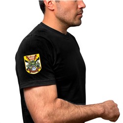 Топовая черная футболка с термотрансфером Войска Связи