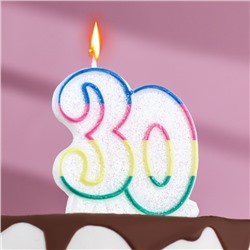 Свеча для торта «‎Юбилейный ГИГАНТ», цифра "30", ободок цветной, 7,5 см