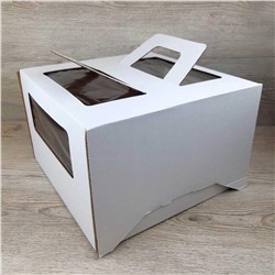 Коробка для торта 30х30х19 см с окном и ручками