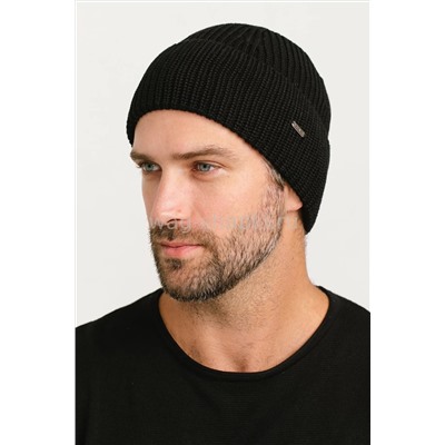 Мужская шапка с отворотом Топ402 черный