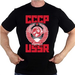 Черная футболка "USSR" с гербом СССР, №91*