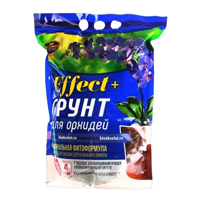 Грунт для орхидей Effect+, с дренажным камнем, фракция 10-30, 4 л