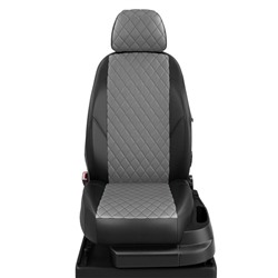 Авточехлы для Suzuki Sx4 с 2014-н.в. хэтчбек Задняя спинка 40/60, сиденье единое. 5 подголовников. Середина: экокожа тёмно-серая с перфорацией. Боковины и спинка: чёрная экокожа