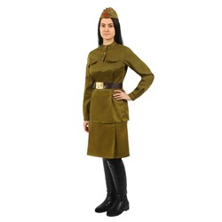 Костюм женский «Военный», гимнастёрка, юбка, ремень, пилотка, 88-96-164, р. 44
