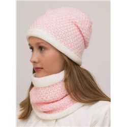 Комплект зимний женский шапка+снуд Даяна (Цвет светло-розовый), размер 56-58, шерсть 50%