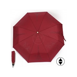 Зонт женский ТриСлона-L 3898A,  R=58см,  суперавт;  8спиц,  3слож,   набивной"Ко Эпонж",  тефлон,  бордо 229326