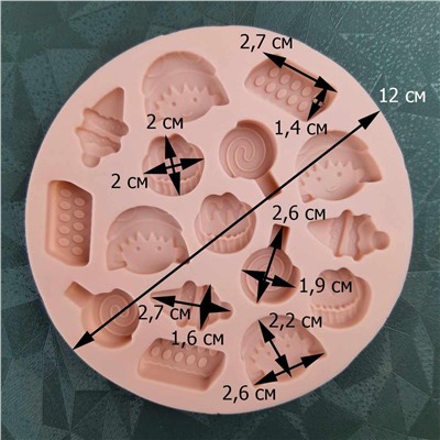 Силиконовая форма для льда и шоколада Сладости 16 ячеек