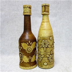 Бутылка декорированная берестой Полянка, ОСТ