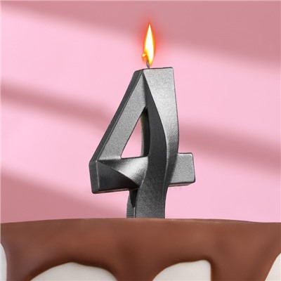 Свеча в торт "Грань" ,цифра 4 ,мокрый асфальт, 6,5 см