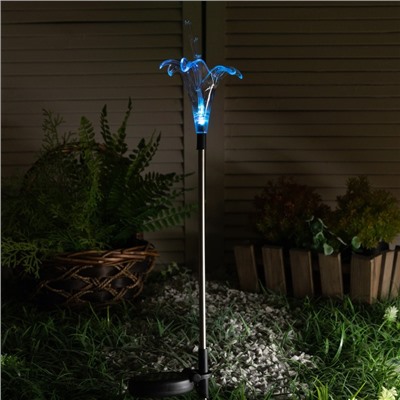 Садовый светильник Uniel на солнечной батарее Lily, 9 × 80 × 9 см, свечение мульти (RGB)