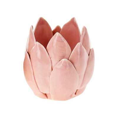 Керамический подсвечник ЦАРСТВЕННЫЙ ЛОТОС под чайную свечу, розовый, 7 см, Koopman International