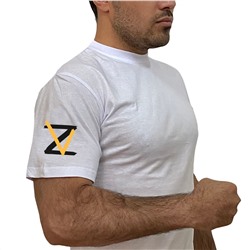 Белая футболка Z V с принтом на рукаве, (тр. 52)