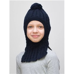 Шапка-шлем для девочки весна-осень Лиза (Цвет темно-синий), размер 50-52