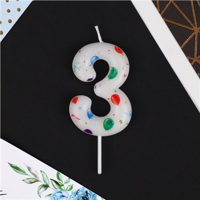 Свеча в торт цифра «3», с шарами