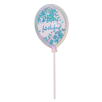Топпер «С днём рождения», воздушный шар, цвет голубой