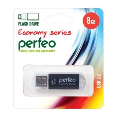 USB-флеш-накопитель PERFEO  8GB E01 Black economy series Perfeo {Гонконг}