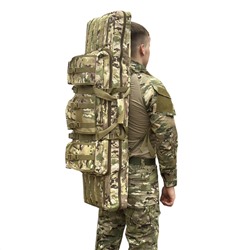 Камуфляжная сумка-чехол для двух единиц оружия, (камуфляж мультикам, 110x31 см, съемные подсумки для магазинов) №17