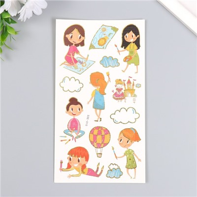 Наклейка пластик с блёстками "Малышки и принцессы" МИКС 11х25 см