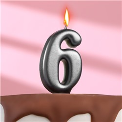 Свеча в торт "Овал" ,цифра 6 ,мокрый асфальт, 6,3 см