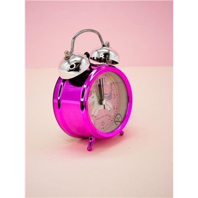 Часы-будильник «Happy unicorn», pink metalic (5,6х8,9 см)