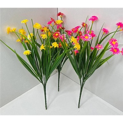 Цветы искусственные декоративные Ромашки (5 веток 15 цветков) 35 см пластик