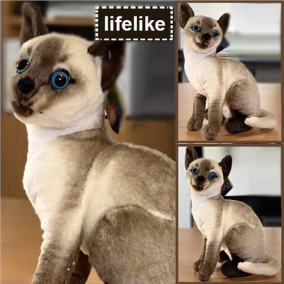 Реалистичная ,  моделированная плюшевая игрушка Сиамская кошка.32см