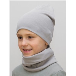 Комплект для мальчика шапка+снуд (Цвет светло-серый), размер 50-52; 54-56,  хлопок 95%
