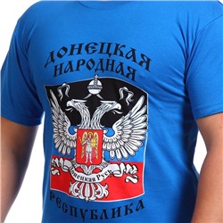 Футболка Герб ДНР на фоне флага Республики. №230 Донбасс не сломить! Солидарен? Забирай, пока размеры есть ОСТАТКИ СЛАДКИ!!!!