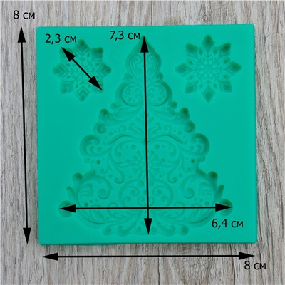 Силиконовый молд Новогодняя елка и снежинки