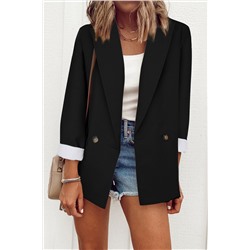 Черный двубортный пиджак с лацканами