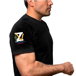 Чёрная футболка с термотрансфером ZV на рукаве, – "Поддержим наших!" (тр. №53)