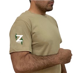 Хлопковая песочная футболка Z, - Поддержим наших! (тр. №22)