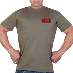 Оливковая футболка с термотрансфером "ЧВКшка"