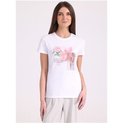 футболка 1ЖДФК2657001; белый / Розовая гортензия