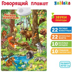 Говорящий плакат ZABIAKA "Лесные животные", картон
