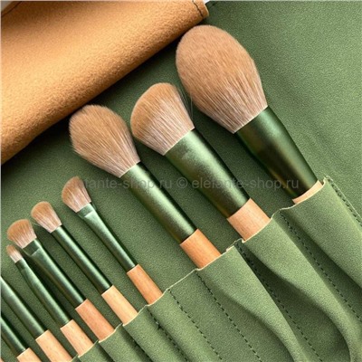 Набор кистей для макияжа Luxury Brush Set Green Suede 10 штук