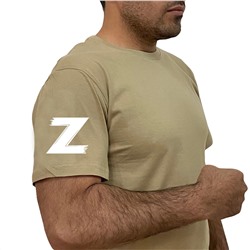 Хлопковая песочная футболка с литерой Z, (тр. №18)