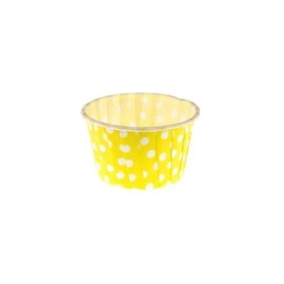 Форма для капкейков (маффинов, кексов) белый горошек желтый фон, 50х40, 10 штук (Pasticciere)