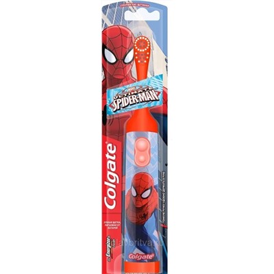 Зубная щетка Colgate "Spider-Man", детская, электрическая, с мягкой щетиной, на батарейках