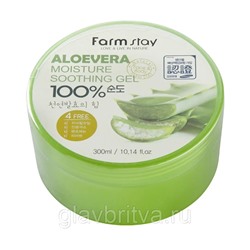 Гель многофункциональный для лица и тела FARM STAY ALOEVERA (100% содержание Aloe), 300 мл.