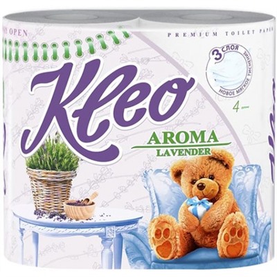 Туалетная бумага Kleo Aroma Лаванда, 3-х слойная, 4 рулона