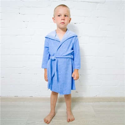 Халат махровый для мальчика, рост 98-104 см, цвет голубой 180г/м, 80% хлопок, 20% полиэстер