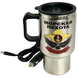 Металлический термостакан в машину "Морская пехота", – уникальный дизайн "Где мы, там – победа!" №1