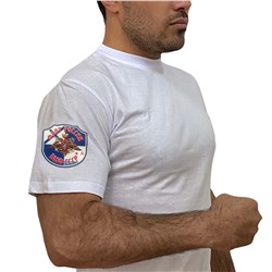 Топовая белая футболка с термотрансфером ВМФ СССР