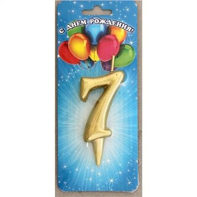Свеча в торт С днем рождения цифра 7 ЗОЛОТО