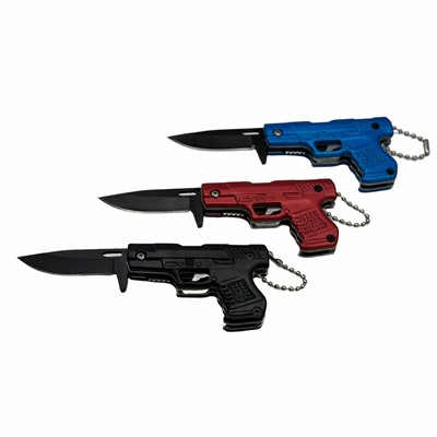 Набор складных ножей с рукояткой в форме пистолета Browning (США) (24 шт), - в комплект входит 12 черных ножей, 6 синих ножей, 6 красных ножей.№427