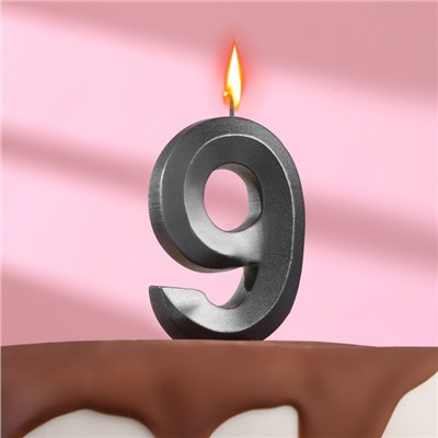 Свеча в торт "Грань" ,цифра 9 ,мокрый асфальт, 6,5 см