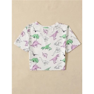 Короткая футболка с принтом динозавра